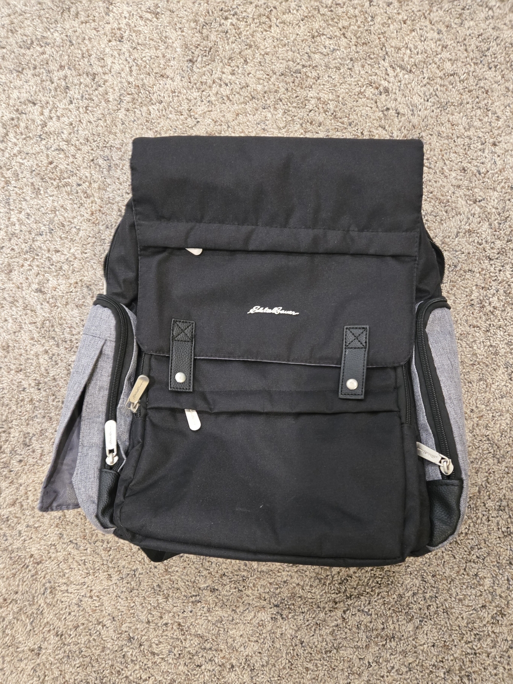 Eddie Bauer Black and Gray Backpack with Side Pockets